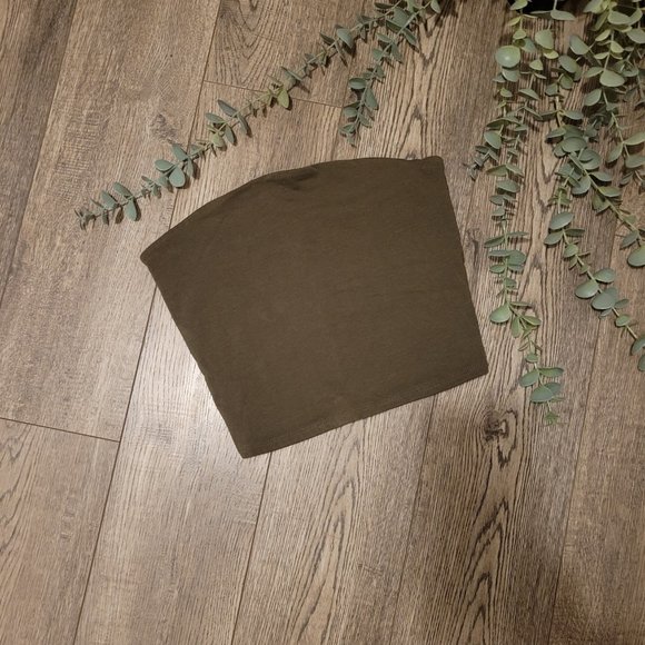 Garage Cotton Tube Top Olive Green Extra Small - Picture 1 of 3